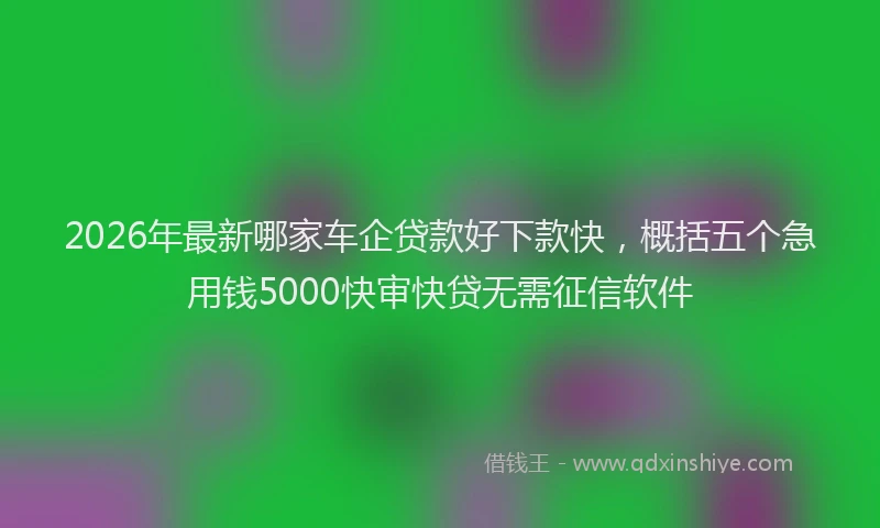 2026年最新哪家车企贷款好下款快，概括五个急用钱5000快审快贷无需征信软件
