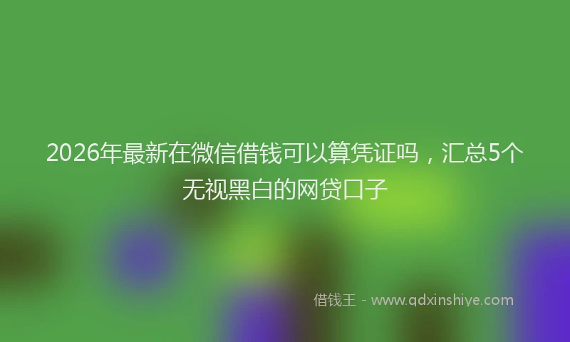 2026年最新在微信借钱可以算凭证吗，汇总5个无视黑白的网贷口子