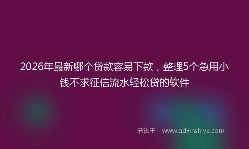 2026年最新哪个贷款容易下款，整理5个急用小钱不求征信流水轻松贷的软件