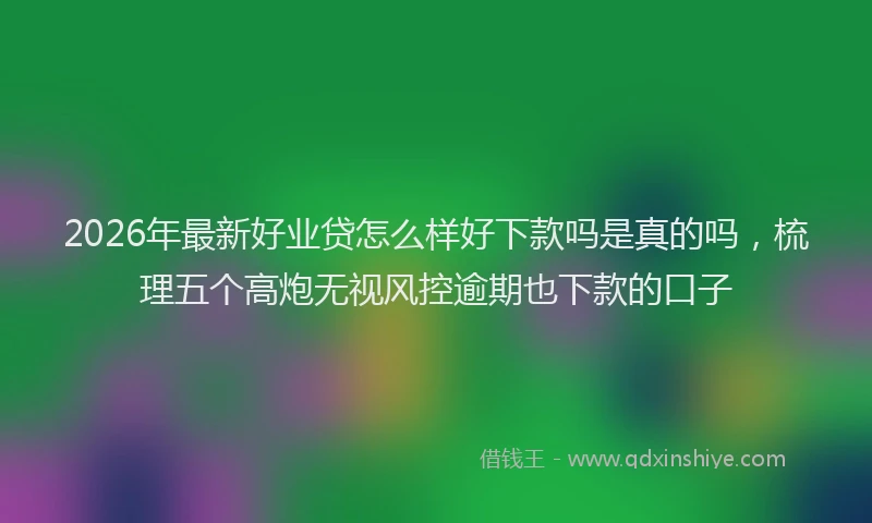 2026年最新好业贷怎么样好下款吗是真的吗，梳理五个高炮无视风控逾期也下款的口子