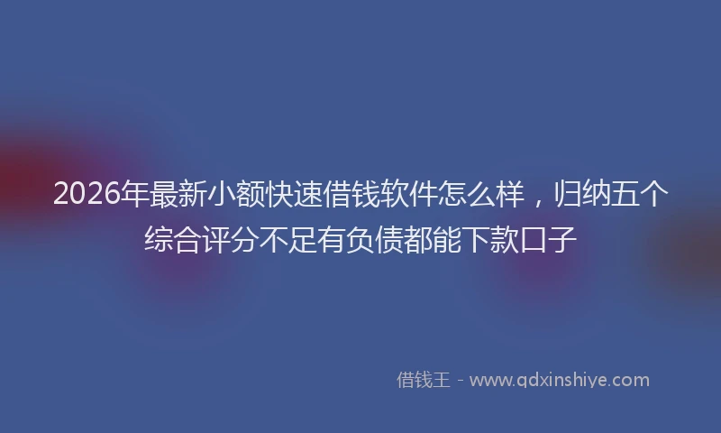 2026年最新小额快速借钱软件怎么样，归纳五个综合评分不足有负债都能下款口子