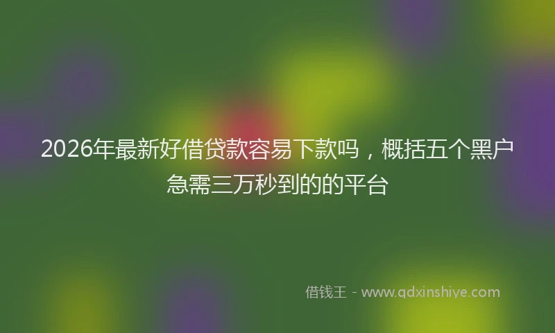 2026年最新好借贷款容易下款吗，概括五个黑户急需三万秒到的的平台