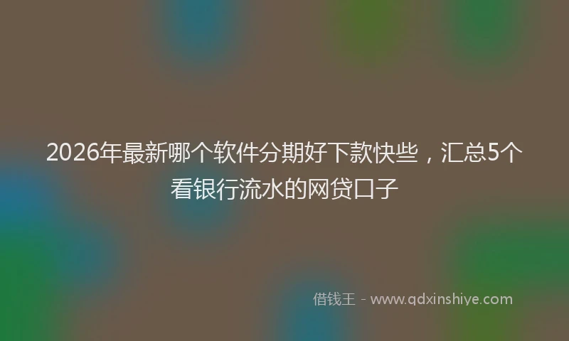 2026年最新哪个软件分期好下款快些，汇总5个看银行流水的网贷口子