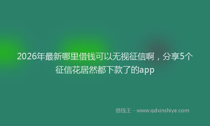 2026年最新哪里借钱可以无视征信啊，分享5个征信花居然都下款了的app