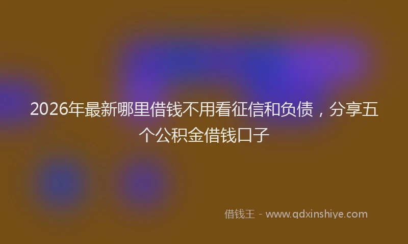 2026年最新哪里借钱不用看征信和负债，分享五个公积金借钱口子