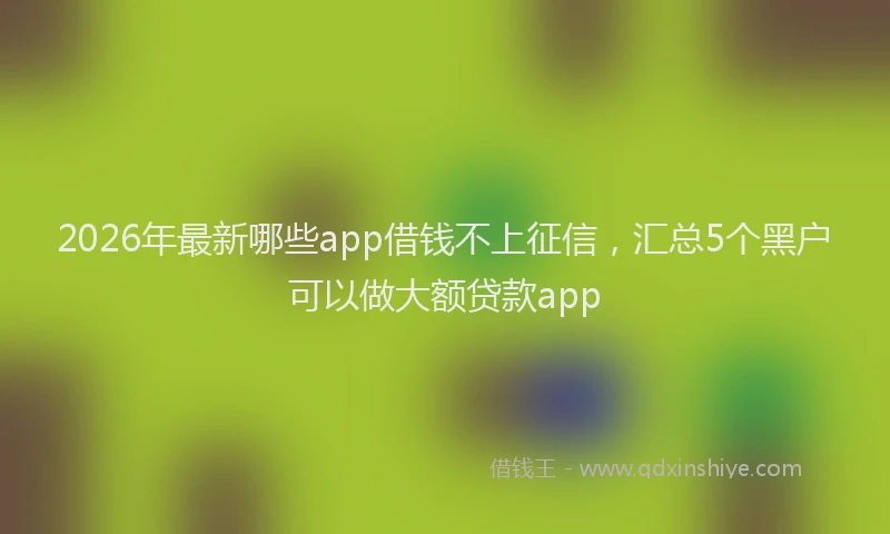 2026年最新哪些app借钱不上征信，汇总5个黑户可以做大额贷款app