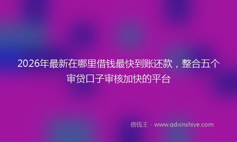 2026年最新在哪里借钱最快到账还款，整合五个审贷口子审核加快的平台