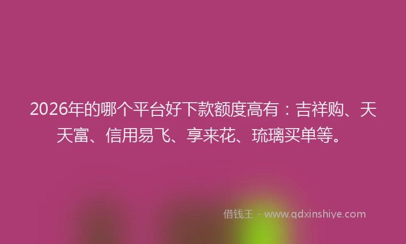 2026年的哪个平台好下款额度高有:吉祥购、天天富、信用易飞、享来花、琉璃买单等。