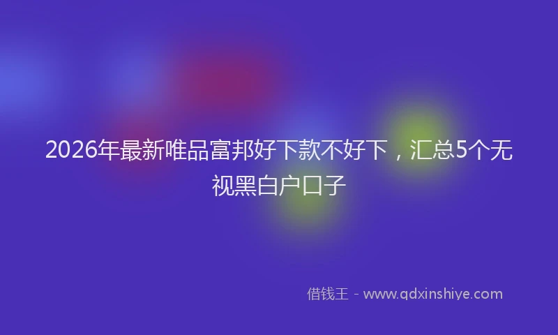 2026年最新唯品富邦好下款不好下，汇总5个无视黑白户口子