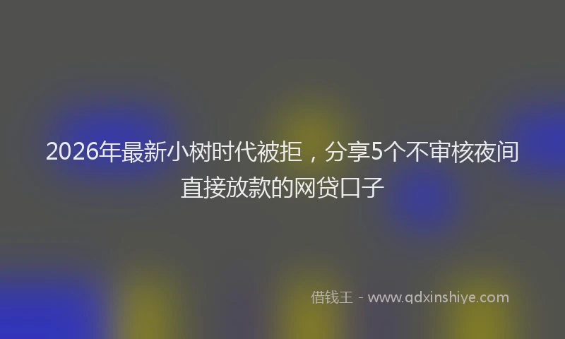 2026年最新小树时代被拒，分享5个不审核夜间直接放款的网贷口子