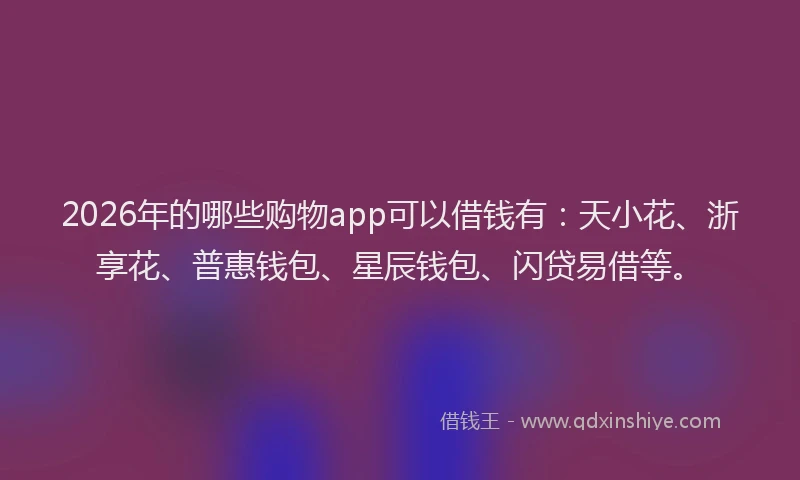 2026年的哪些购物app可以借钱有：天小花、浙享花、普惠钱包、星辰钱包、闪贷易借等。