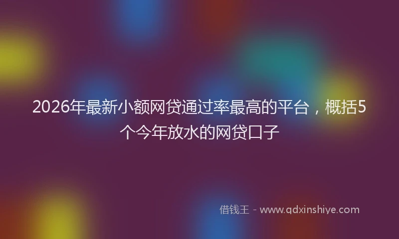2026年最新小额网贷通过率最高的平台，概括5个今年放水的网贷口子