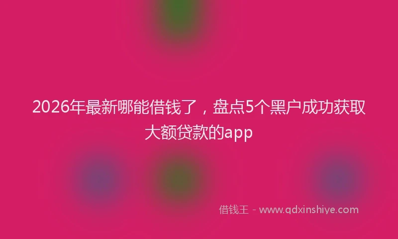 2026年最新哪能借钱了，盘点5个黑户成功获取大额贷款的app
