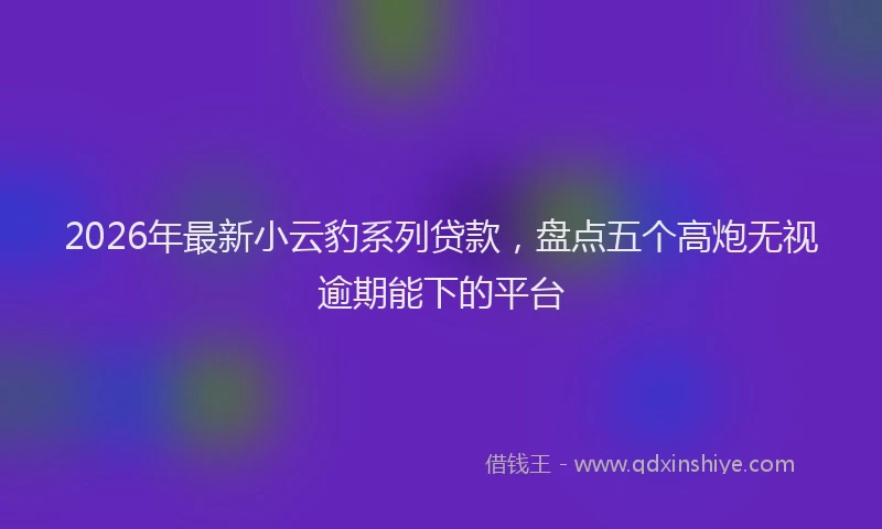 2026年最新小云豹系列贷款，盘点五个高炮无视逾期能下的平台