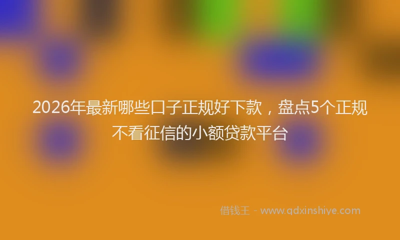 2026年最新哪些口子正规好下款，盘点5个正规不看征信的小额贷款平台