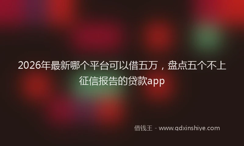 2026年最新哪个平台可以借五万,盘点五个不上征信报告的贷款app