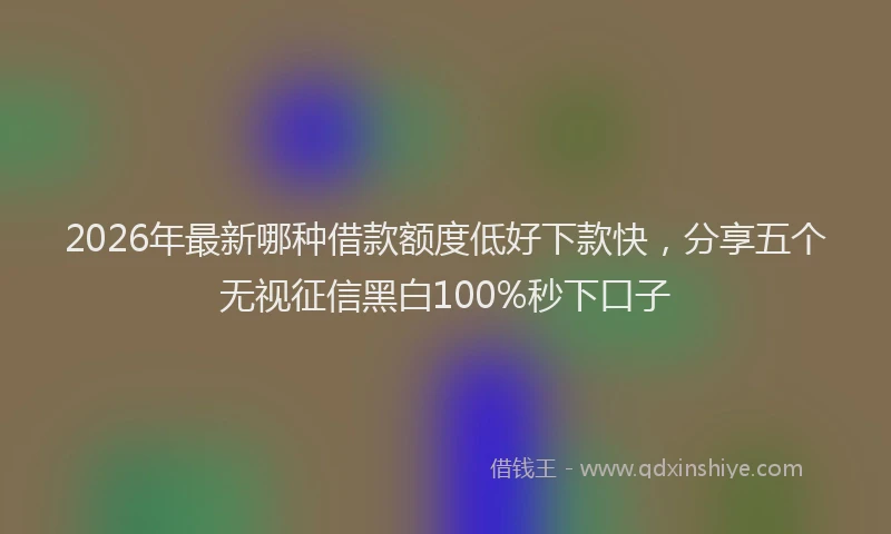 2026年最新哪种借款额度低好下款快，分享五个无视征信黑白100%秒下口子