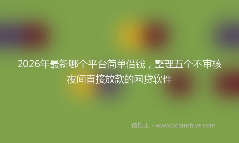 2026年最新哪个平台简单借钱，整理五个不审核夜间直接放款的网贷软件
