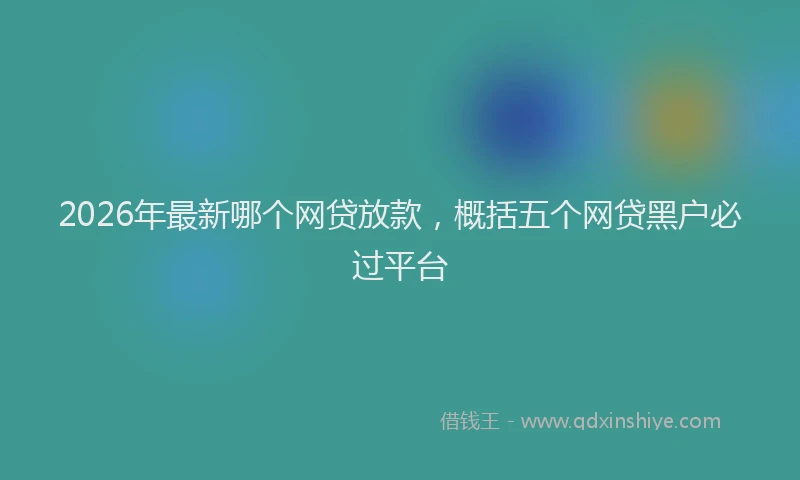 2026年最新哪个网贷放款，概括五个网贷黑户必过平台