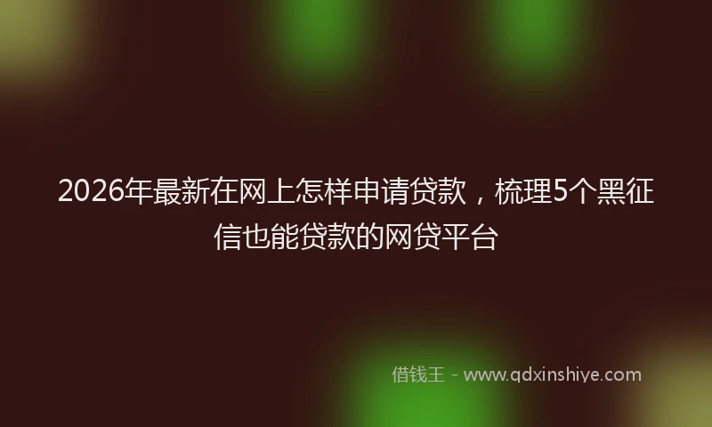 2026年最新在网上怎样申请贷款,梳理5个黑征信也能贷款的网贷平台