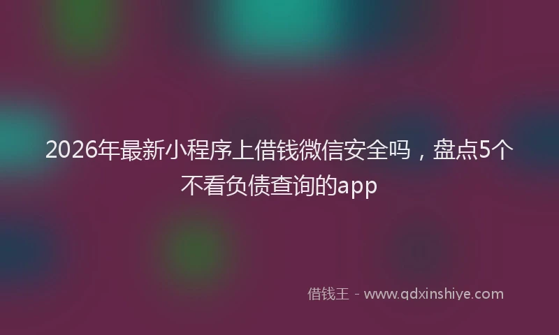 2026年最新小程序上借钱微信安全吗，盘点5个不看负债查询的app