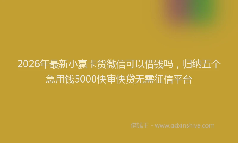 2026年最新小赢卡货微信可以借钱吗，归纳五个急用钱5000快审快贷无需征信平台