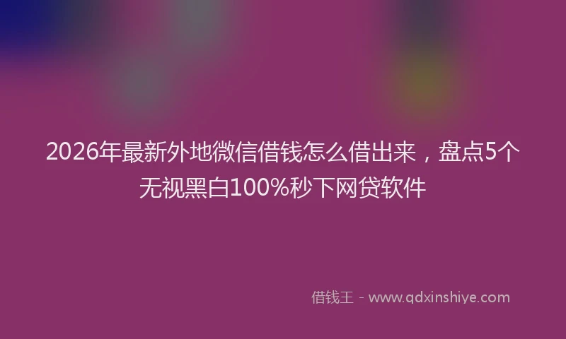 2026年最新外地微信借钱怎么借出来，盘点5个无视黑白100%秒下网贷软件