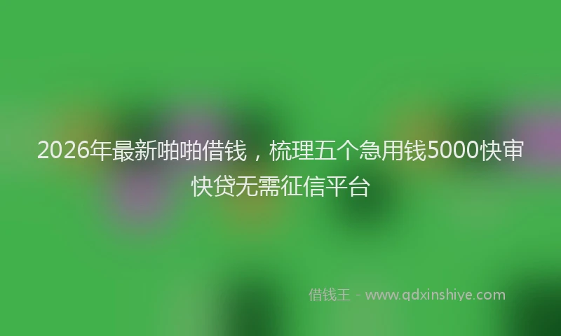 2026年最新啪啪借钱，梳理五个急用钱5000快审快贷无需征信平台