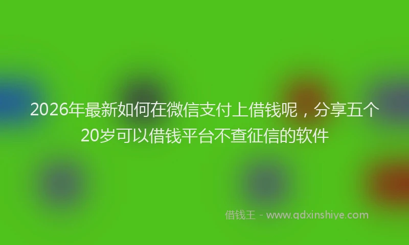 2026年最新如何在微信支付上借钱呢，分享五个20岁可以借钱平台不查征信的软件