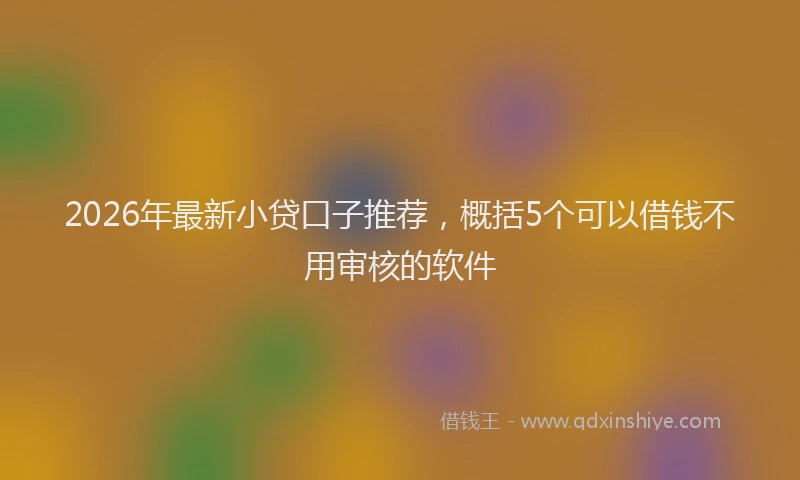 2026年最新小贷口子推荐，概括5个可以借钱不用审核的软件