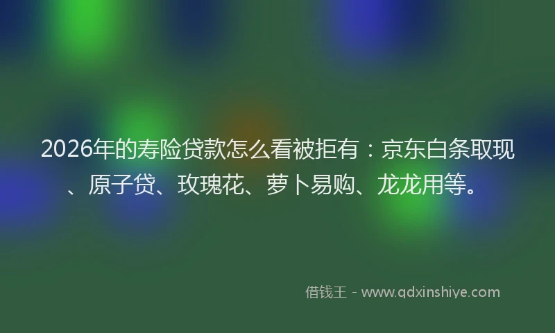 2026年的寿险贷款怎么看被拒有：京东白条取现、原子贷、玫瑰花、萝卜易购、龙龙用等。