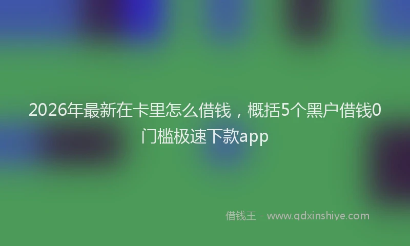 2026年最新在卡里怎么借钱，概括5个黑户借钱0门槛极速下款app