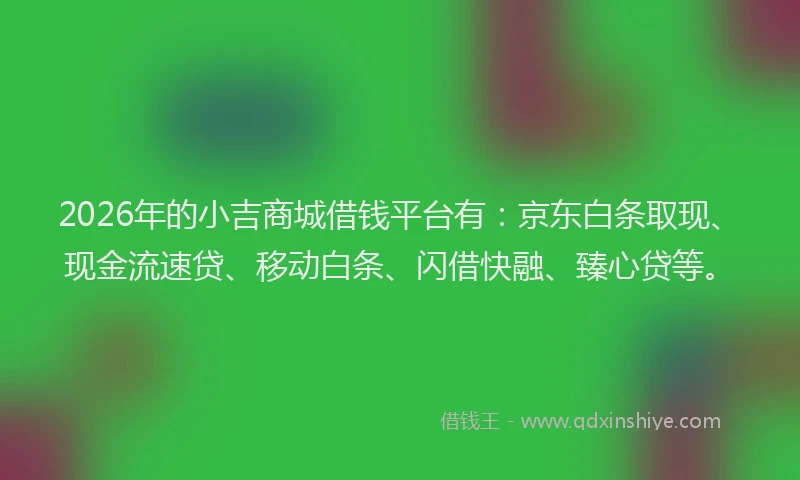 2026年的小吉商城借钱平台有：京东白条取现、现金流速贷、移动白条、闪借快融、臻心贷等。