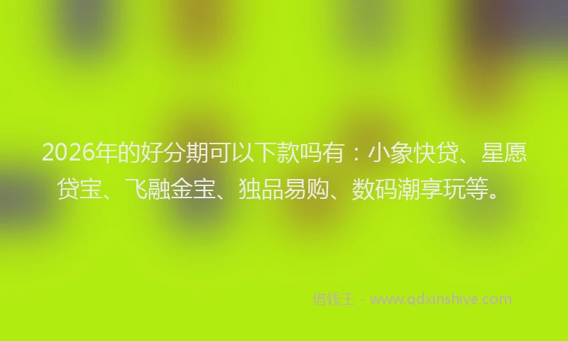 2026年的好分期可以下款吗有：小象快贷、星愿贷宝、飞融金宝、独品易购、数码潮享玩等。