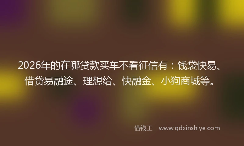 2026年的在哪贷款买车不看征信有:钱袋快易、借贷易融途、理想给、快融金、小狗商城等。