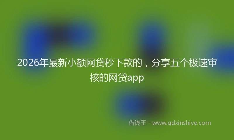 2026年最新小额网贷秒下款的，分享五个极速审核的网贷app