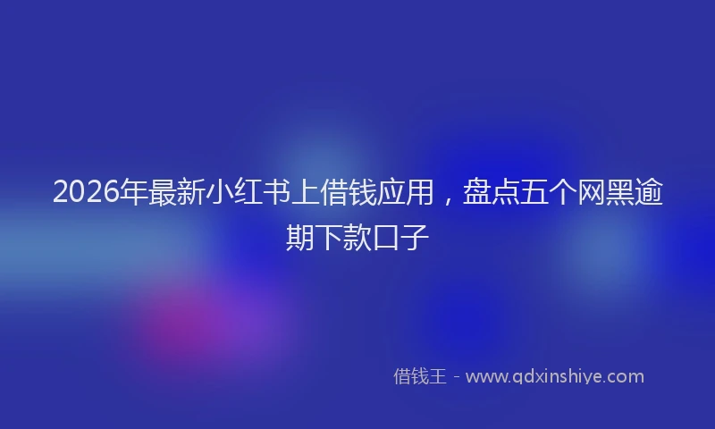 2026年最新小红书上借钱应用，盘点五个网黑逾期下款口子