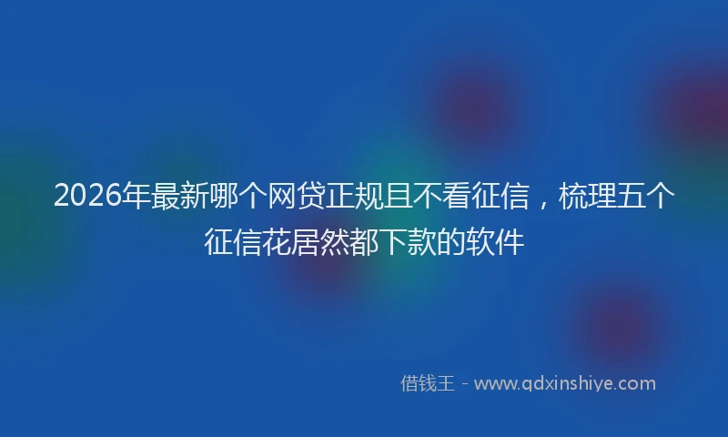 2026年最新哪个网贷正规且不看征信，梳理五个征信花居然都下款的软件
