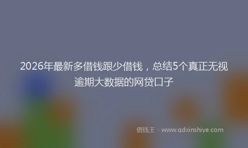 2026年最新多借钱跟少借钱，总结5个真正无视逾期大数据的网贷口子