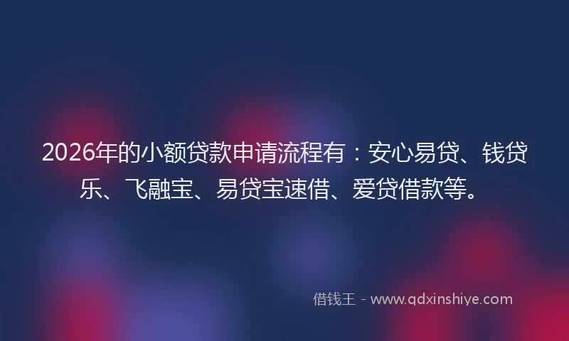 2026年的小额贷款申请流程有：安心易贷、钱贷乐、飞融宝、易贷宝速借、爱贷借款等。