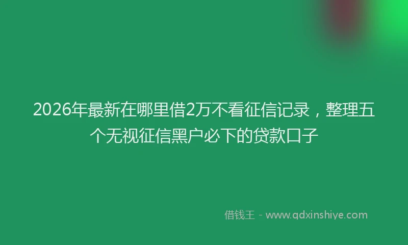 2026年最新在哪里借2万不看征信记录,整理五个无视征信黑户必下的贷款口子