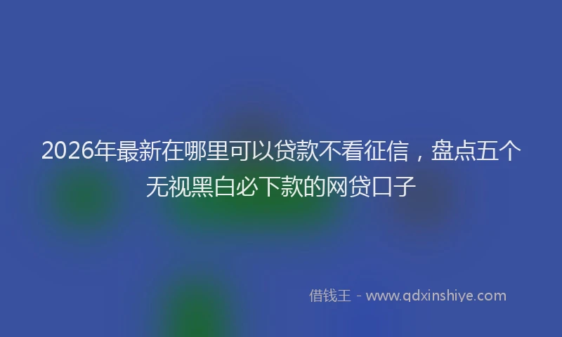 2026年最新在哪里可以贷款不看征信，盘点五个无视黑白必下款的网贷口子