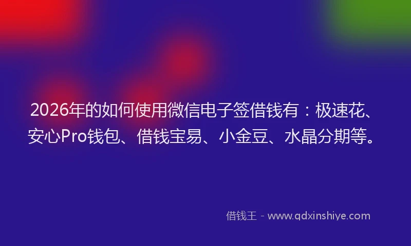 2026年的如何使用微信电子签借钱有：极速花、安心Pro钱包、借钱宝易、小金豆、水晶分期等。