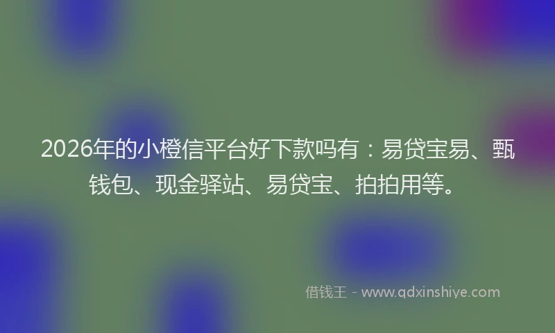 2026年的小橙信平台好下款吗有：易贷宝易、甄钱包、现金驿站、易贷宝、拍拍用等。