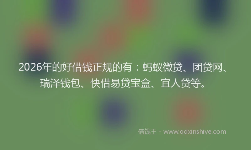 2026年的好借钱正规的有：蚂蚁微贷、团贷网、瑞泽钱包、快借易贷宝盒、宜人贷等。