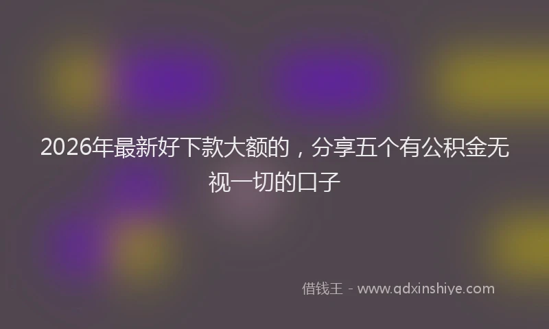 2026年最新好下款大额的,分享五个有公积金无视一切的口子
