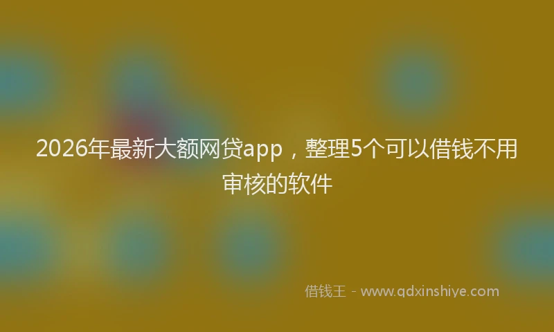2026年最新大额网贷app，整理5个可以借钱不用审核的软件