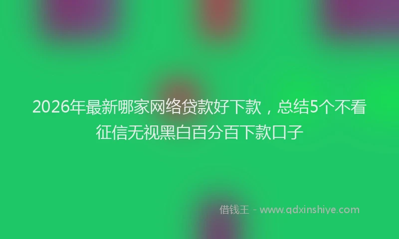 2026年最新哪家网络贷款好下款，总结5个不看征信无视黑白百分百下款口子