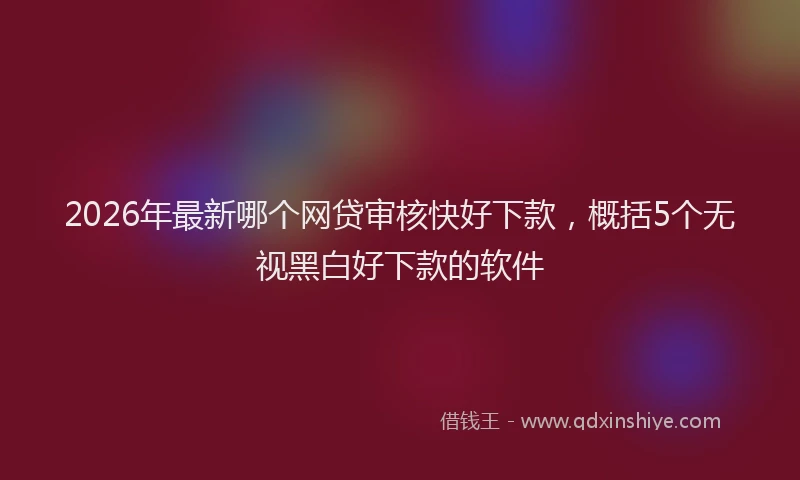 2026年最新哪个网贷审核快好下款，概括5个无视黑白好下款的软件