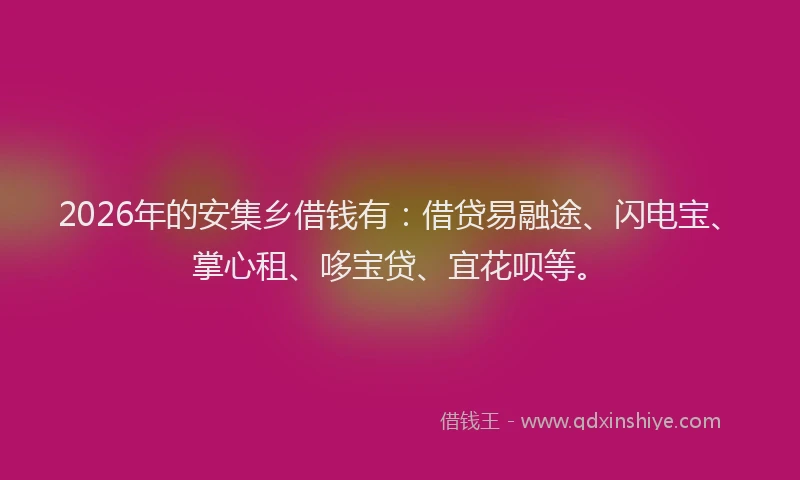 2026年的安集乡借钱有：借贷易融途、闪电宝、掌心租、哆宝贷、宜花呗等。